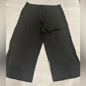 [6P]Talbots Charcoal Irish Linen Crop Pants Capris Drawstring Zip NWOT